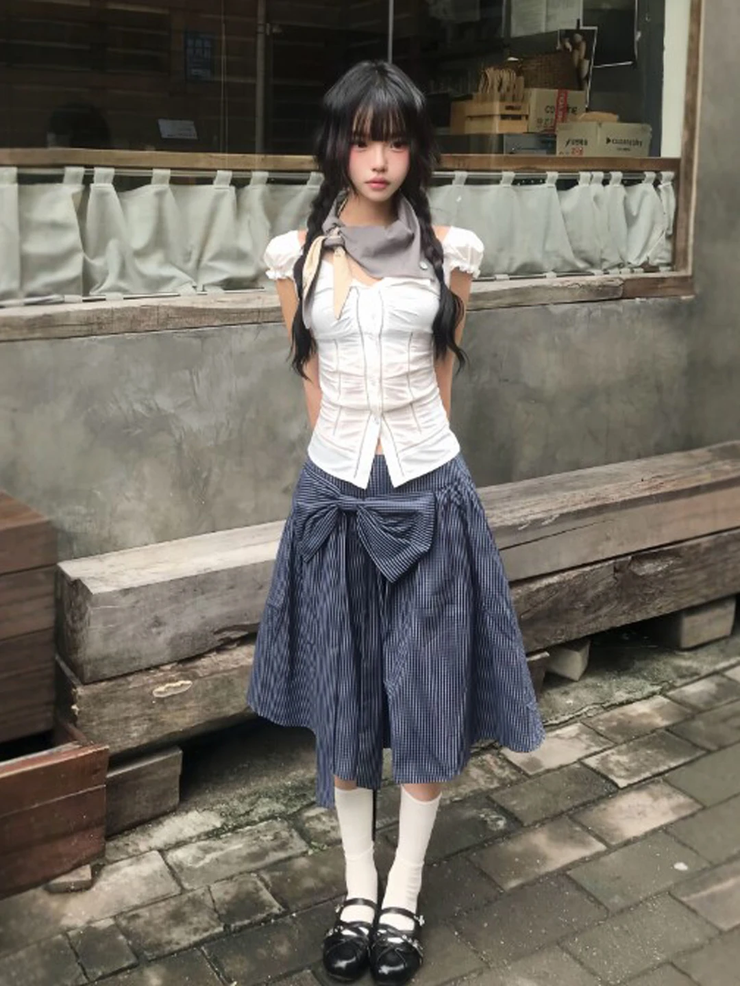 

Preppy Style Two-Piece Set Unique Miniature Skirt And Top Youthful Midi Dress Summer Fashion Ensemble College Look Outfit