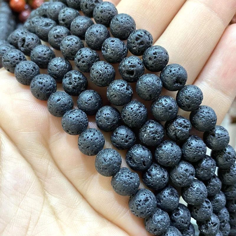 Naturalne kamienne koraliki lawa tygrysie oko agat ametyst turkusy okrągłe luźne koraliki dystansowe do tworzenia biżuterii Diy bransoletki Charms — zdjęcie 3