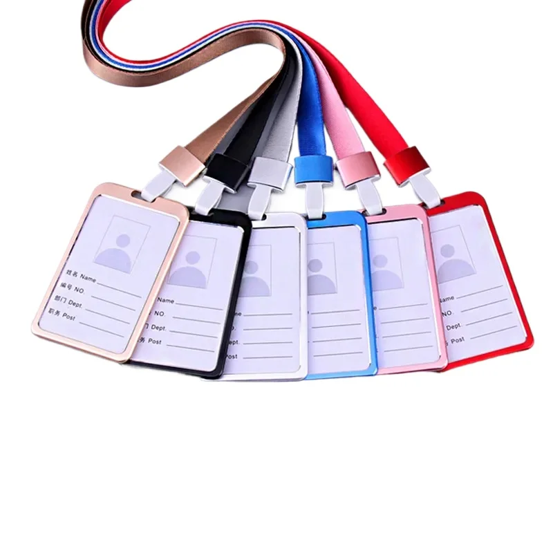 

Aluminium Alloy Card Holder Work Card Holders With Rope Employee Name ID Card Cover Metal Work Certificate Identity Badge