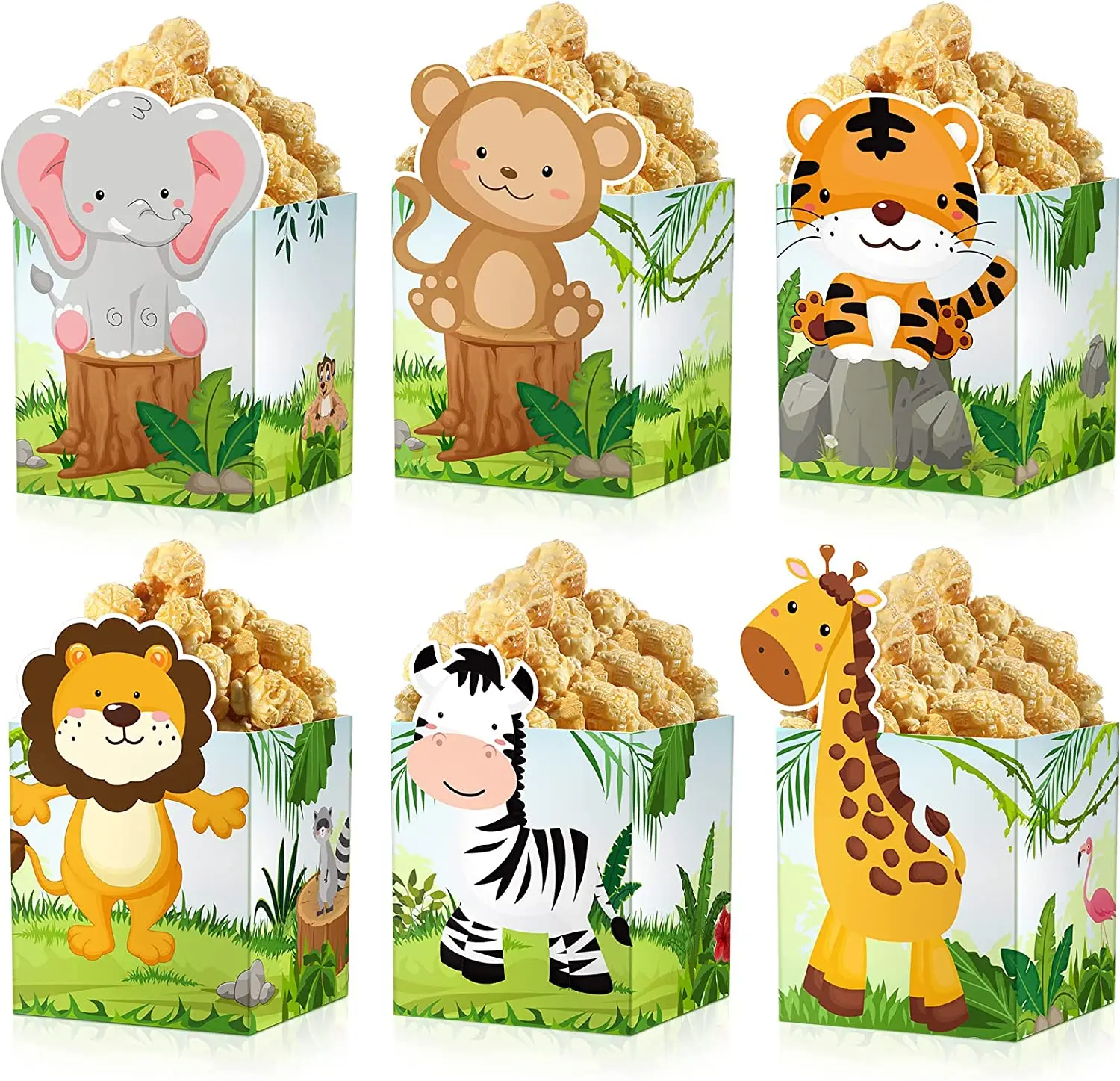 

Jungle Animal Popcorn Boxes Zoo Treat Boxes Paper Jungle Theme Birthday Party Supplies Baby Shower Favor Movie Night Decorations