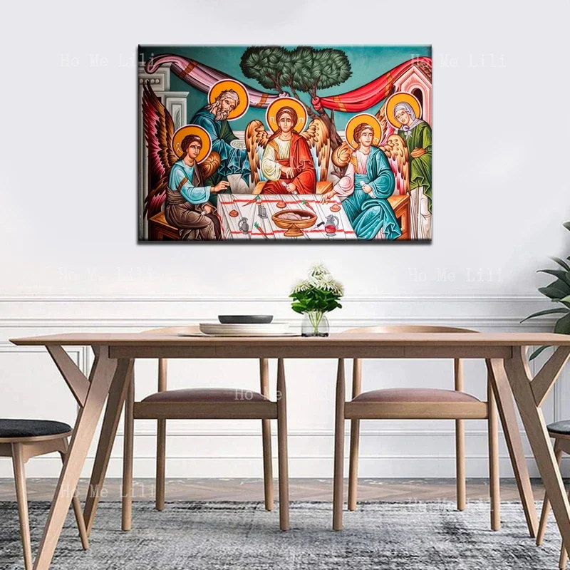 Holy Archangels Icon Little Saint Mary Snow White Heart The Hospitality Of Abraham Canvas Wall Art By Ho Me Lili For Home Decor