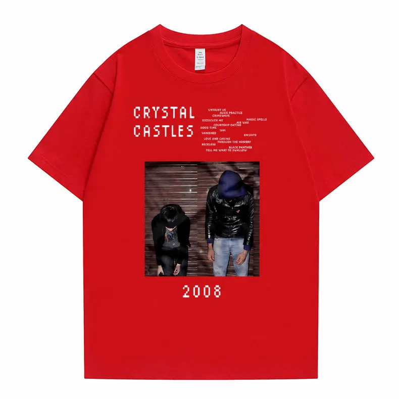 Crystal Castles Graphic T Shirts Male Gothic Music Band T Shirt Men's Vintage Tshirt Men Women Hip Hop Rock Oversized T-shirts