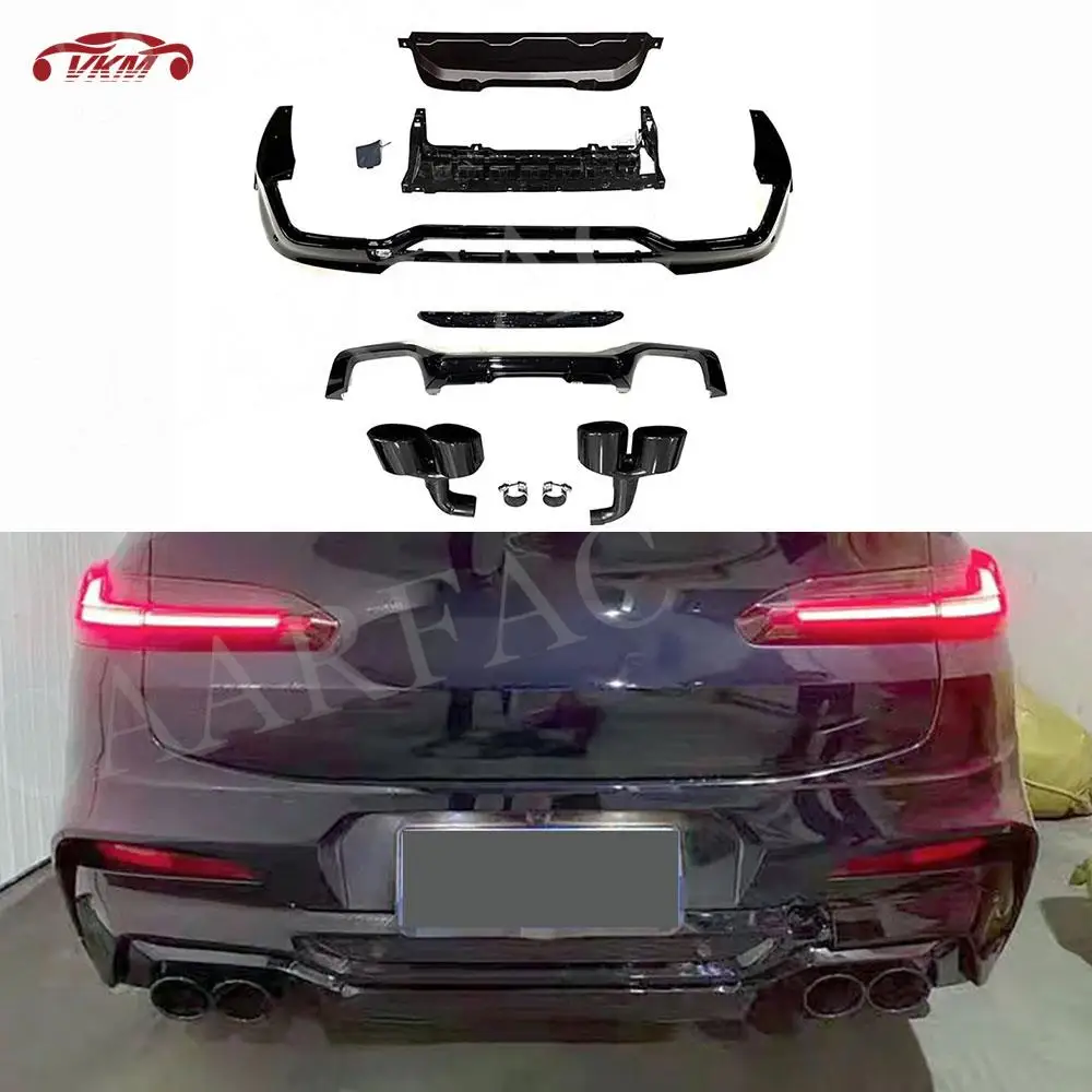 

Rear Bumper Diffuser With Stainless Steel Exhaust Tips for BMW X4 G02 M Sport 2019-2021 Rear Lip Spoiler ABS Material Car Parts