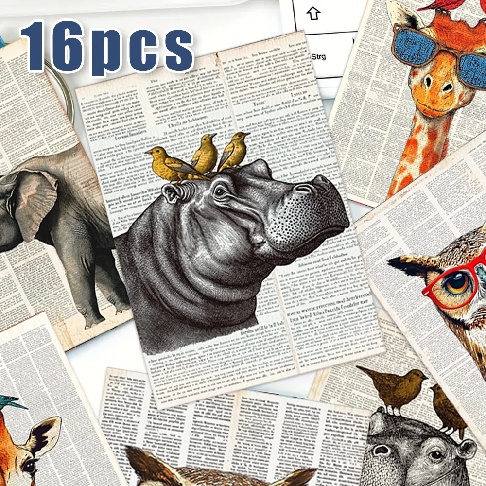 

16pcs, Fun Animal Postcards, New Year Gift, Christmas Gift, Living Room Decoration, Bedroom Decoration, High-Quality Cardstock