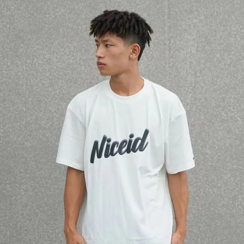 

2024 Summer Korean Lazy Style Short Sleeve T Shirt Men's Loose Personality Y2K Street Hip-Hop Vitality Oversized T Shirt Top