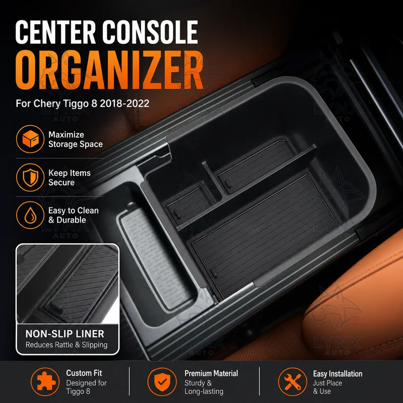 For Chery Tiggo 8 Center Console Storage Box Organizer Car Interior Accessories Compatible 2018-2022 Upgrade Parts