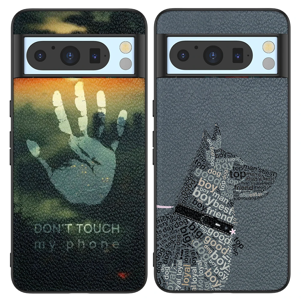 Back Cover Leather Case for Google Pixel 4 XL 4A 5 5A 5G 6 Pro 6A 7 Pro 7A 8 Pro 8A High Quality with Don't Touch My Phone Dog