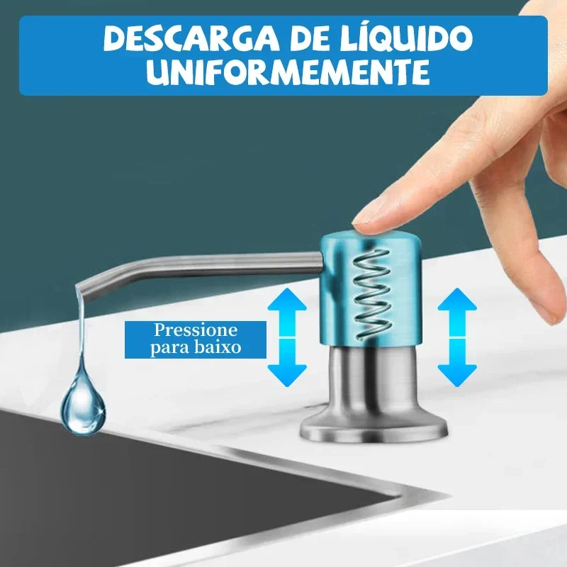 Aço inoxidável Dispensers Sabão Líquido, Garrafa Bomba, Pressão Mão, Monte, Pia da cozinha, 500ml