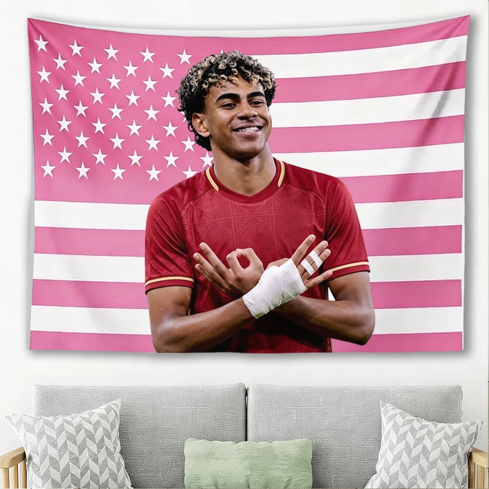 Y-Yamal Pink American Flag Tapestry Football Star Wall Hanging Bedroom Fan Decor Gift