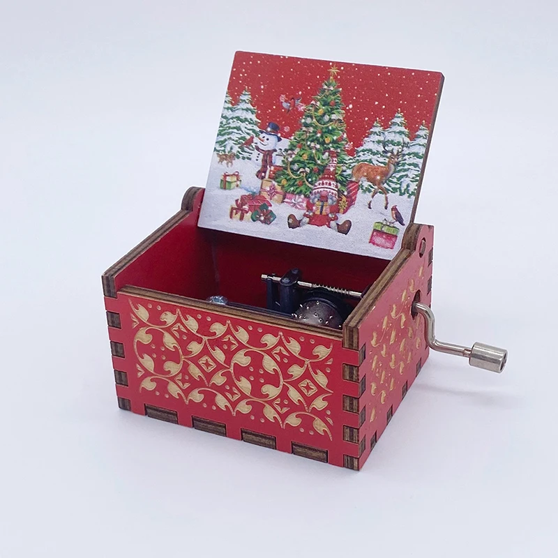 Hot Wooden Hand Crank Music Box Anime Theme Halloween Merry Christmas Decoration Home Christmas Birthday Gift