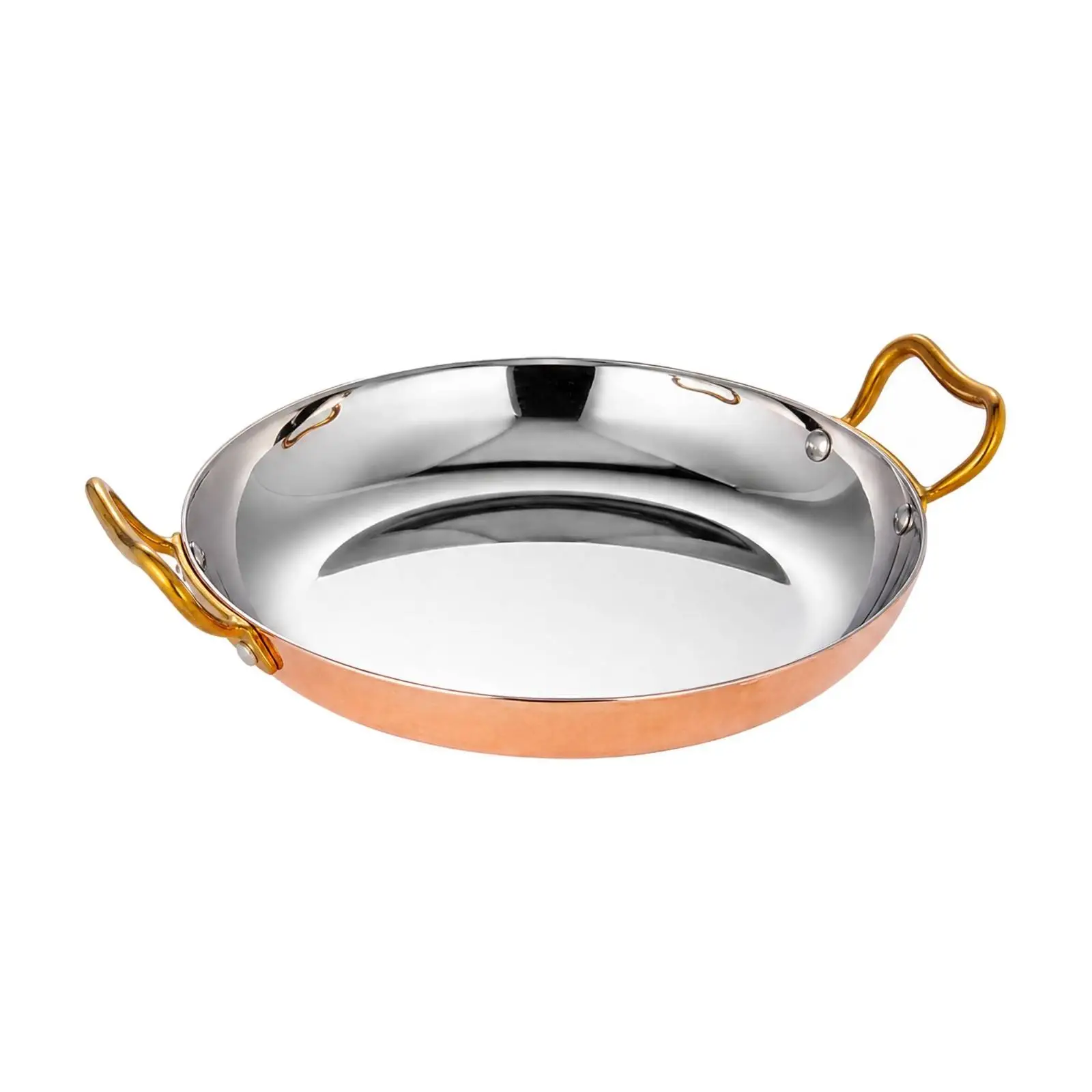 Commercial Oval Serving Dish 304 Stainless Steel Metal Platter with Gold Tone Handles for Buffet Presentation Tray Catering Use