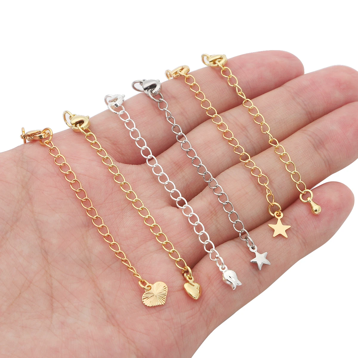 75mm Tone Extended Extension Tail Chain Lobster Clasps Connector For DIY Bracelet Necklace Jewelry Making Findings 1/5pcs