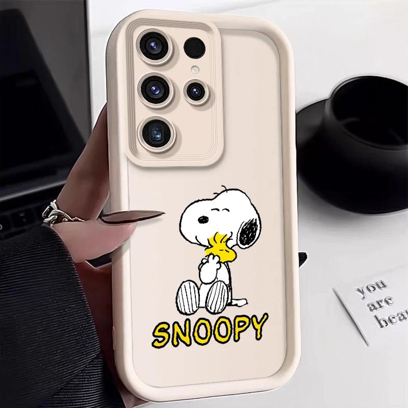 Snoopy Dog Cute Cartoon Animal Fall Case For Samsung Galaxy S24 S23 Ultra S22 S21 Plus FE A55 A54 A53 A52 Soft TPU Cover WK406