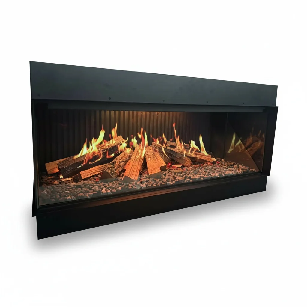 

60 Inch Electric Fireplace,152.4cm Metal Built-In Fireplace Insert, LCD Holographic 3 Realistic Flame Patterns, 1500W Heater
