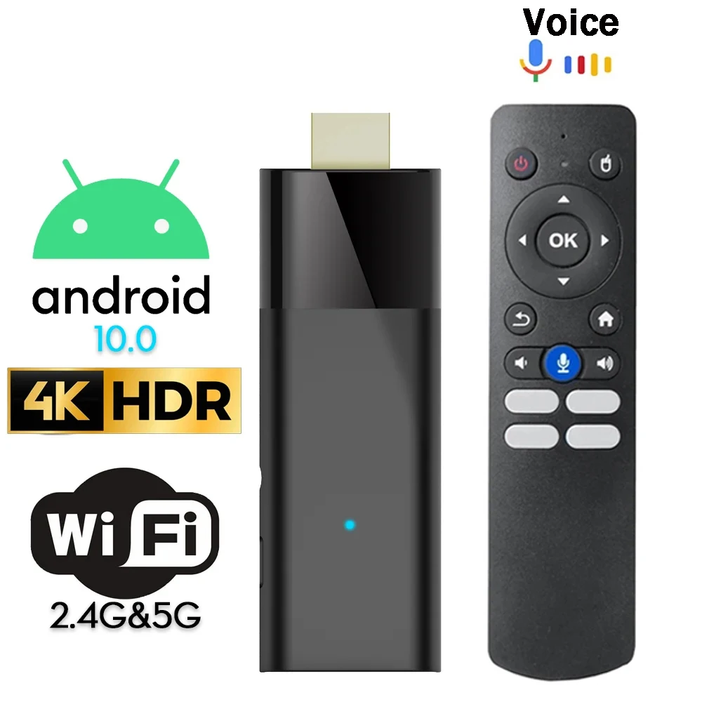 Q6 Mini TV Stick 2GB 16GB Android 10 Quad Core Voice remote control HD 4K HDR10 H265 3D WIFI 4G 5G USB2.0 Smart TV BOX PK DQ03