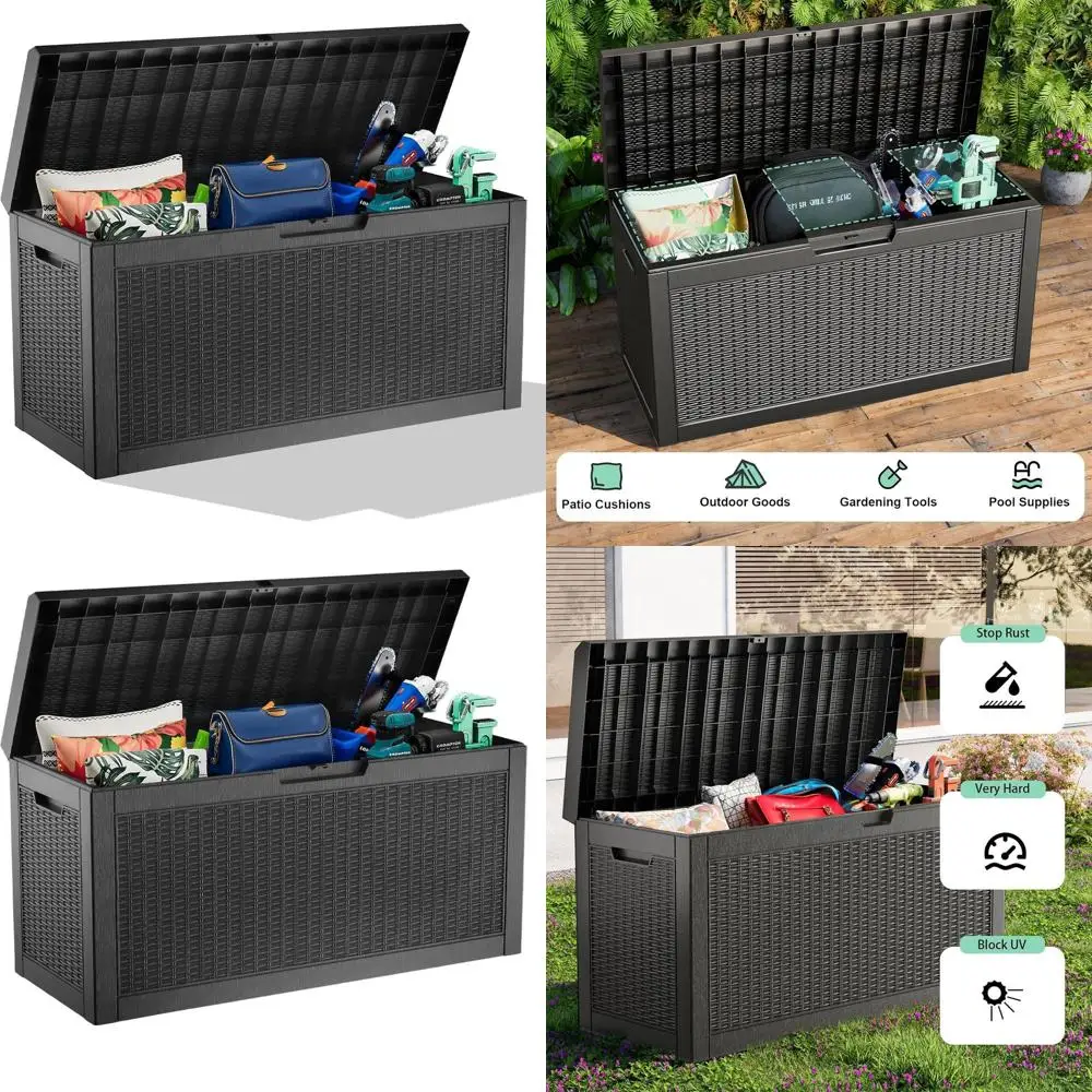 

60 Gallon Deck Box,Resin Outdoor Storage Box with Lockable for Patio Furniture, Pool Accessories, Garden Tools, Waterproof Outsi