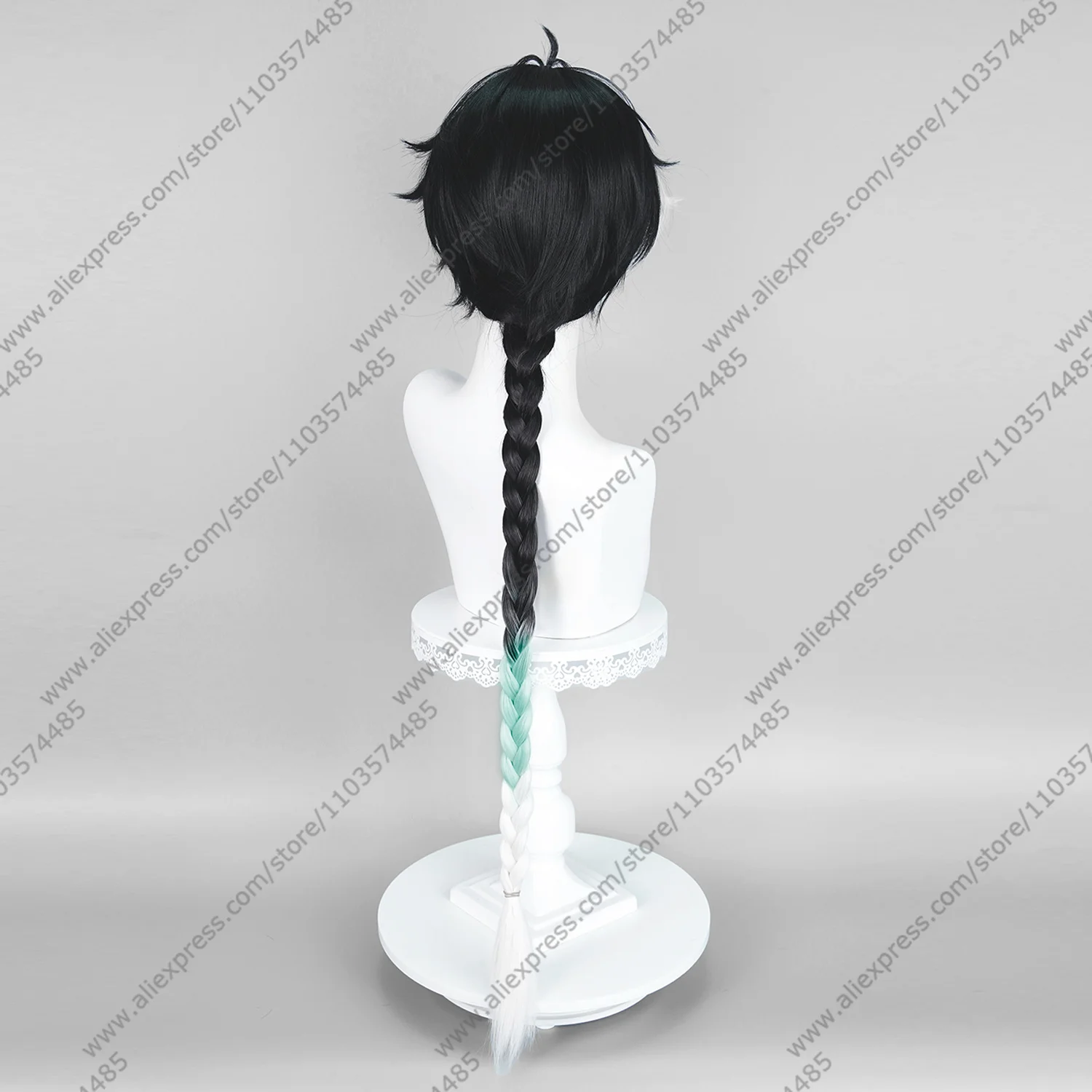 Anime WuWa Jingran Cosplay Wigs 98cm Long Black Green White Dyed Wig Heat Resistant Synthetic Hair view 4