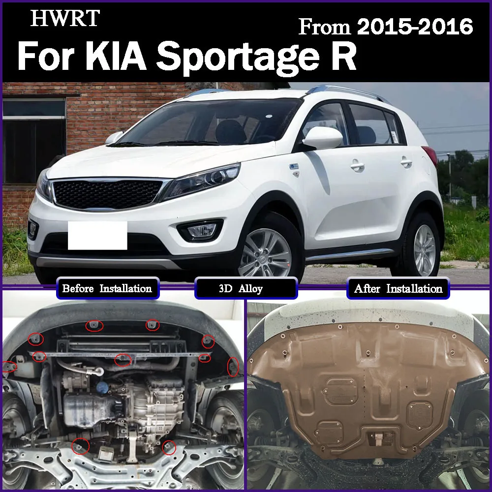 Pour KIA Sportage R 2015-2016 2.0L 2.4L sous la protection du moteur bouclier anti-éclaboussures plaque de couverture de garde-boue garde-boue protecteur