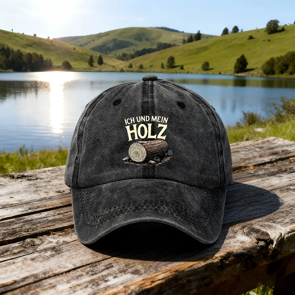 1 Mori Style Washed Baseball Cap with Year-ring Wood Grain Natural Elements, Washed Distressed Hat, Suitable for Outdoor Camping