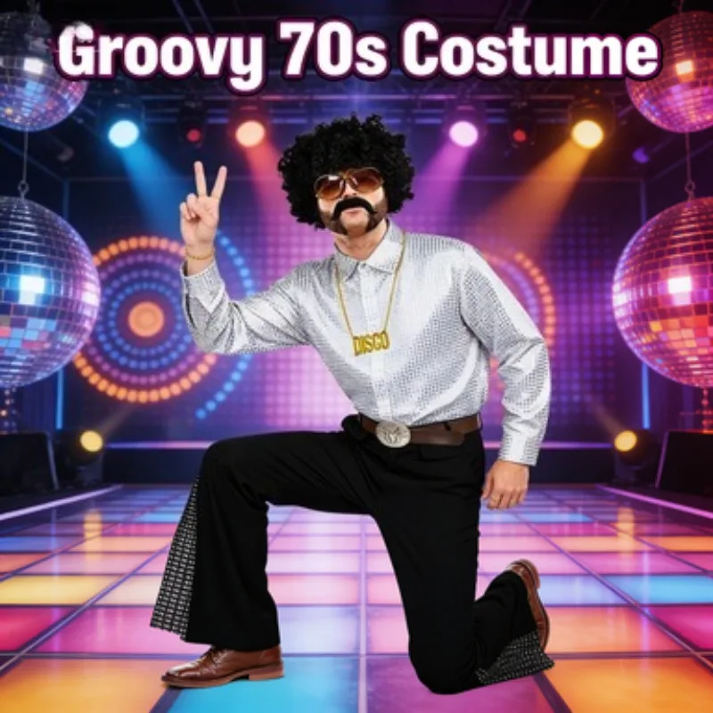 

Классический повседневный костюм с пайетками в стиле ретро для мальчиков 70-х годов