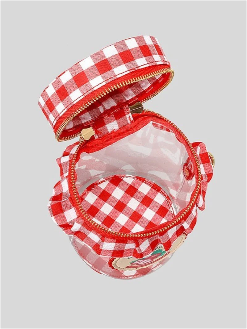 New Cute Creative Novelty Strawberry Crossbody Bag for Women,Mini Transparent PVC Shoulder Purse Unique Jam Jar Design for Daily