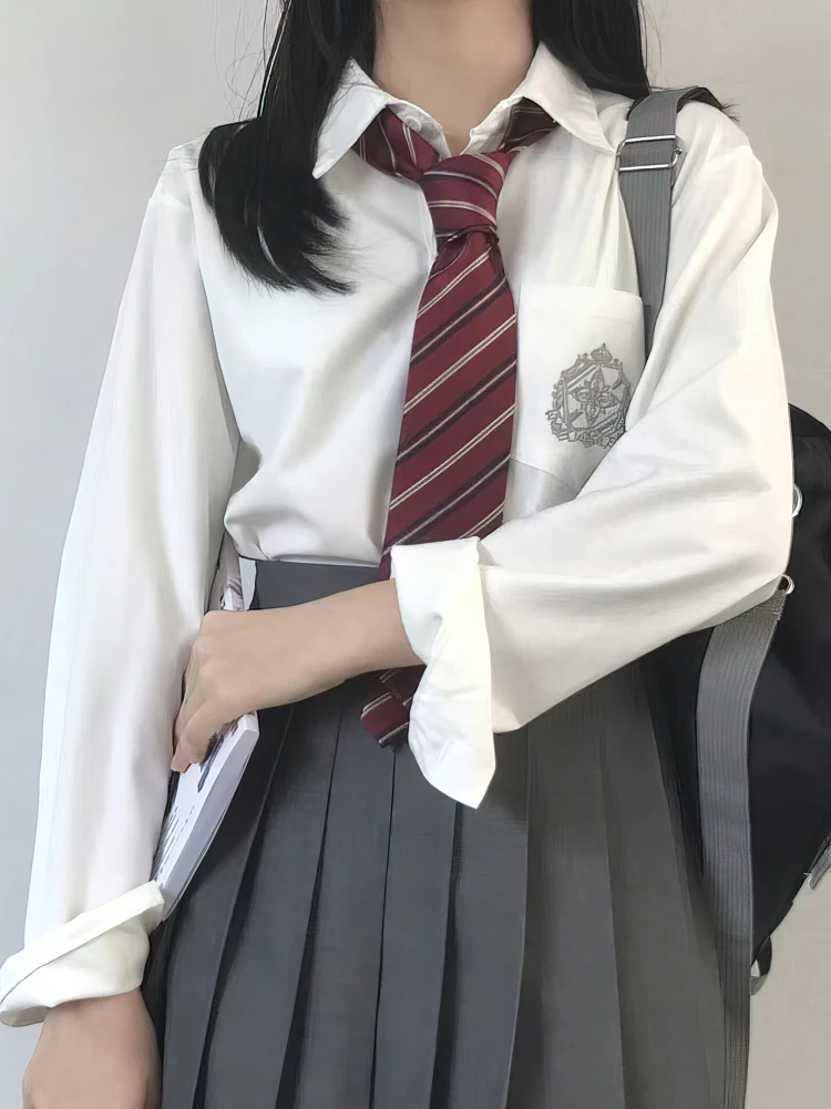 일본 학교 흰색 셔츠 여성 자수 빈티지 고딕 로리타 블라우스 화이트 탑 스위트 오버 사이즈 캐주얼 셔츠 레이디 한국어 New