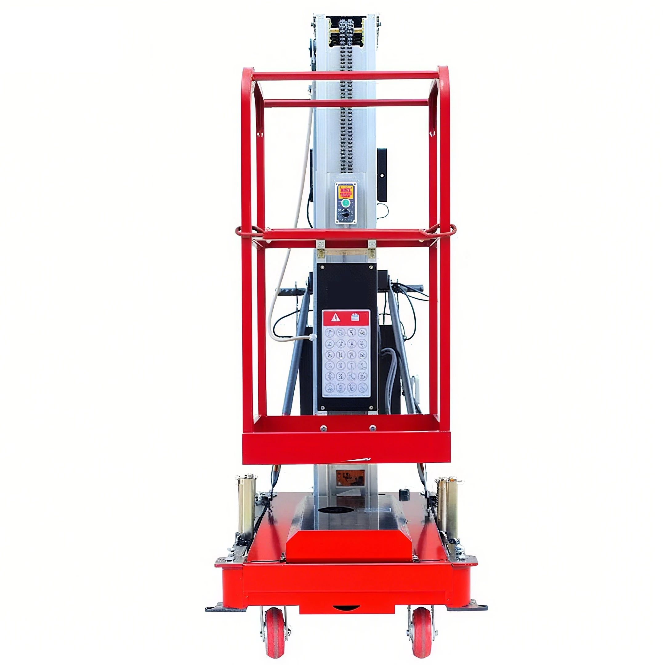 Customized Self Propelled Vertical Mast Lift Aluminum Alloy Single Mast Aerial Work Platform  CE Certified