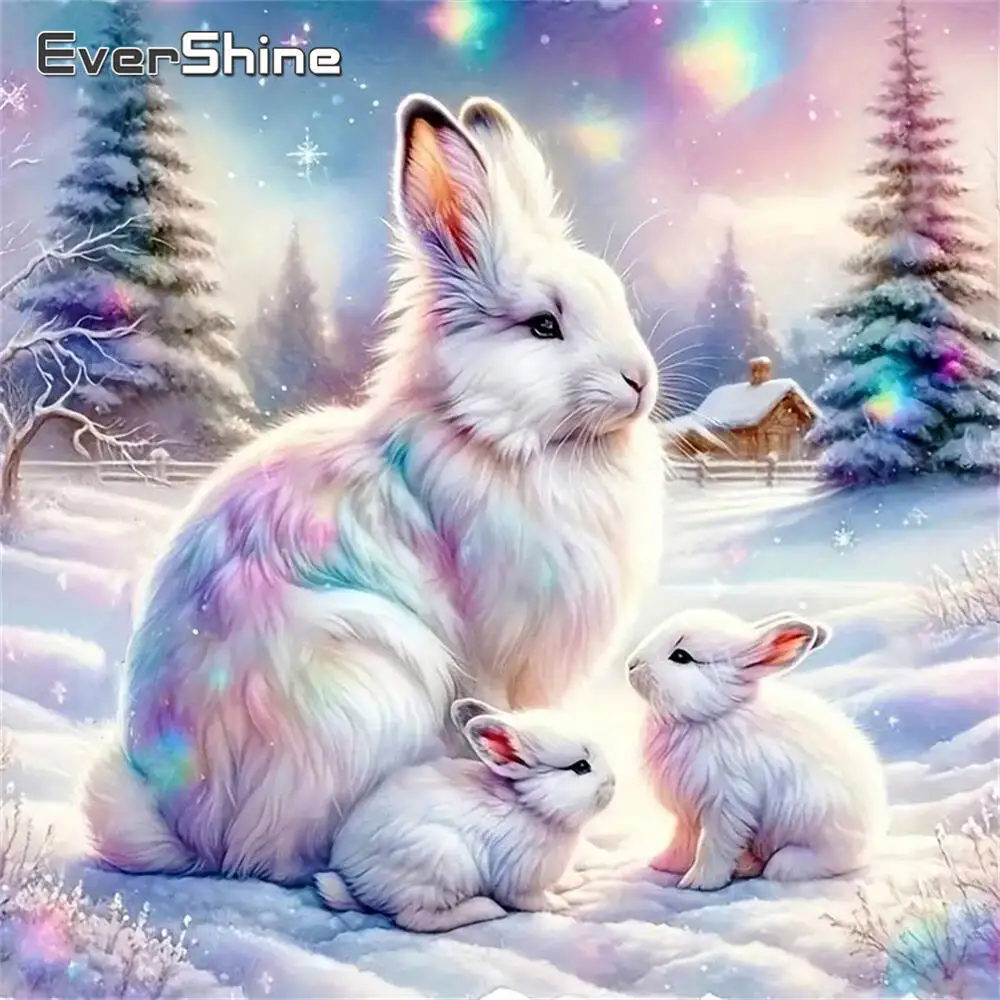 Evershine Kaninchen Diamant Malerei Tier Winter Strass Bilder DIY Diamant Stickerei Winter Neue Ankunft Mosaik Handwerk