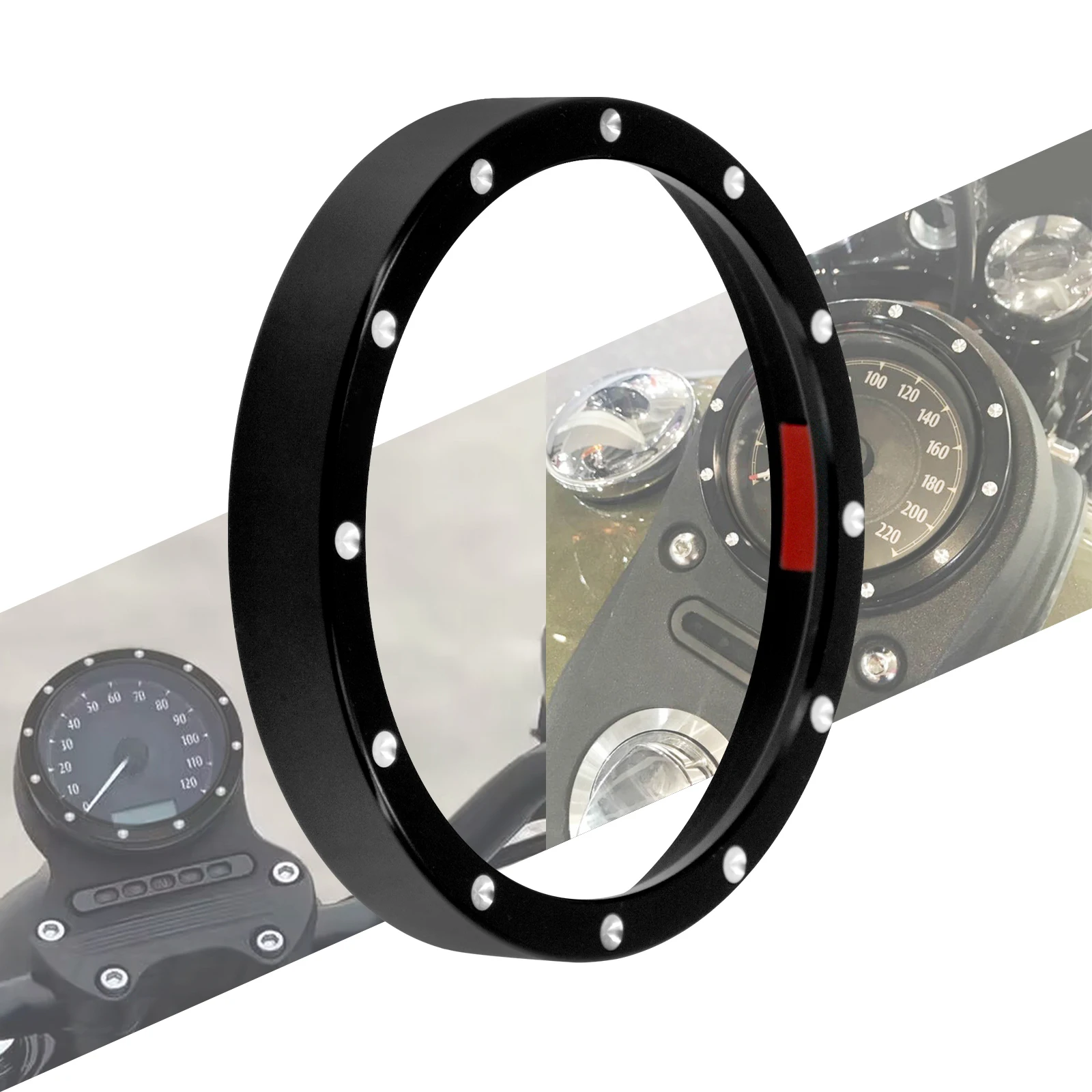 Motorcycle Black Speedometer Gauge Bezel Accent Point Trim Ring Fit For Harley For Touring For Dyna