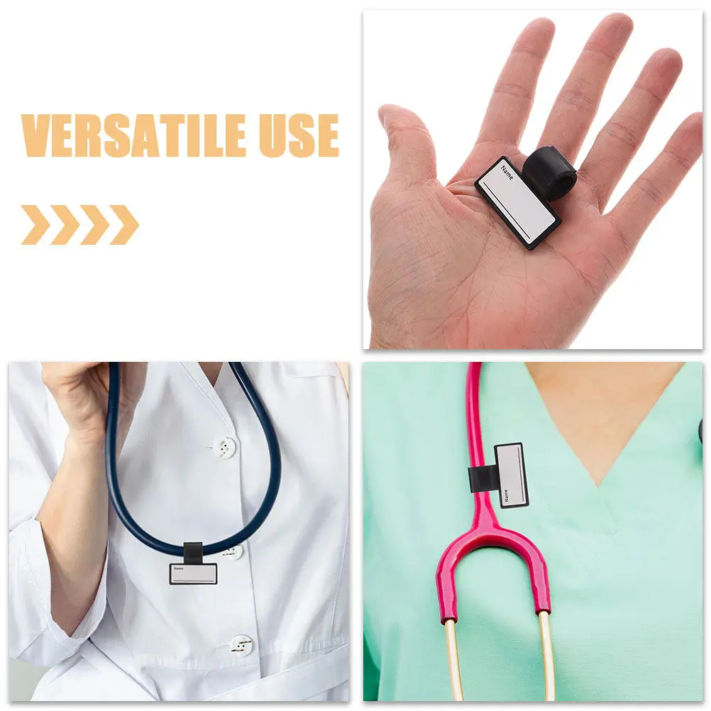 12Pcs Plastic Stethoscope Label Name Plates Blank Id Clip Lightweight Wear-resistant Badge Equipment