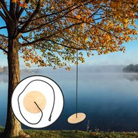 Outdoor Wooden Disc Swing Heavy Duty Braided Rope Thickened Load-Bearing Adjustable Rope Hanging Seat for Kids Children