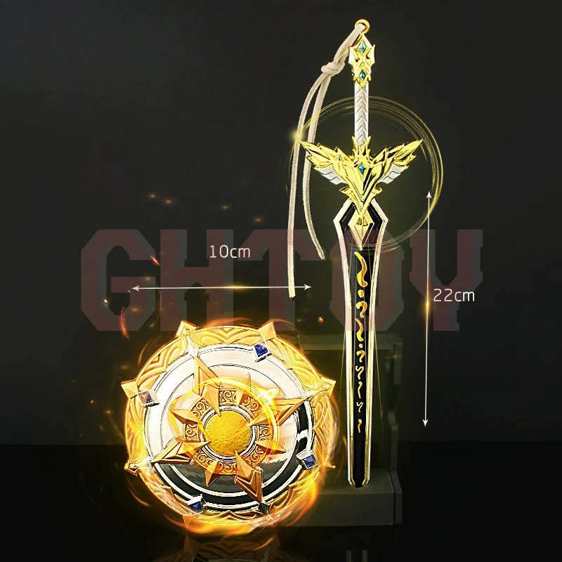 22cm/8.66in 중국 애니메이션 주변기기 라이트 소드 롱 하오첸 라이트 메탈 무기 모델 데스크탑 장난감 장식품 소년 선물