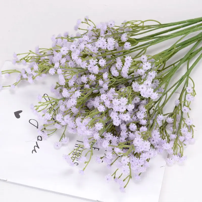 2Pcs 60cm Baby's Breath Artificial Flowers PU Plastic Gypsophila DIY Wedding Bouquets Floral Arrangement Party Home Decoration