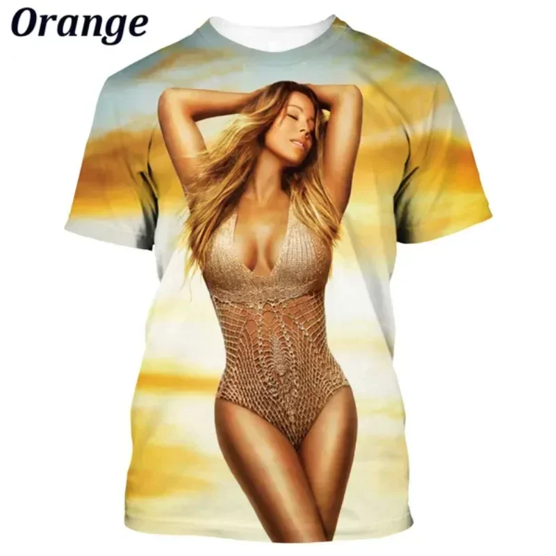 New Female Singer Mariah Carey 3D Printed T-shirt Summer Men Clothing Casual Oversized T Shirt Fashion Harajuku Round Neck Tops