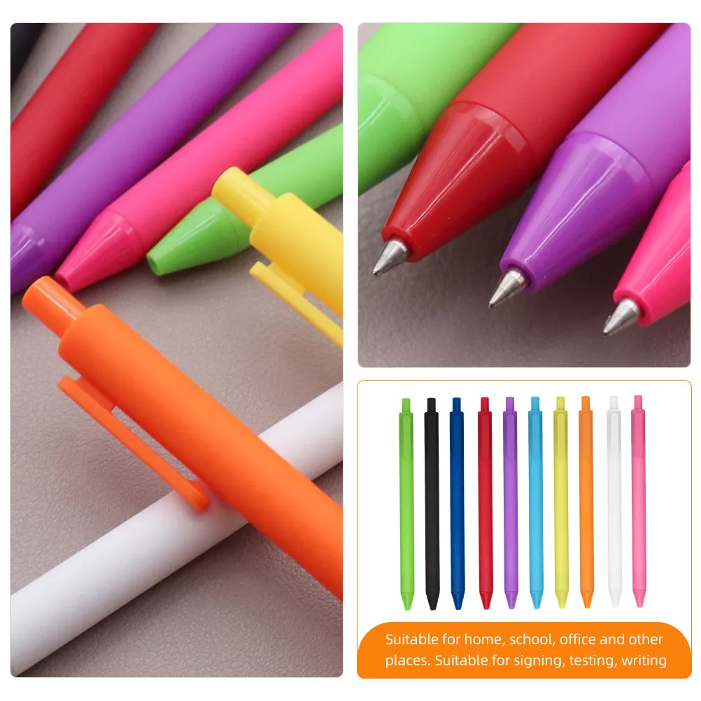 10Pcs Press Type Gel Pens Colorful Students Manual Writing Smooth Ink Office School Use Stationery Sign Test Note Supplies