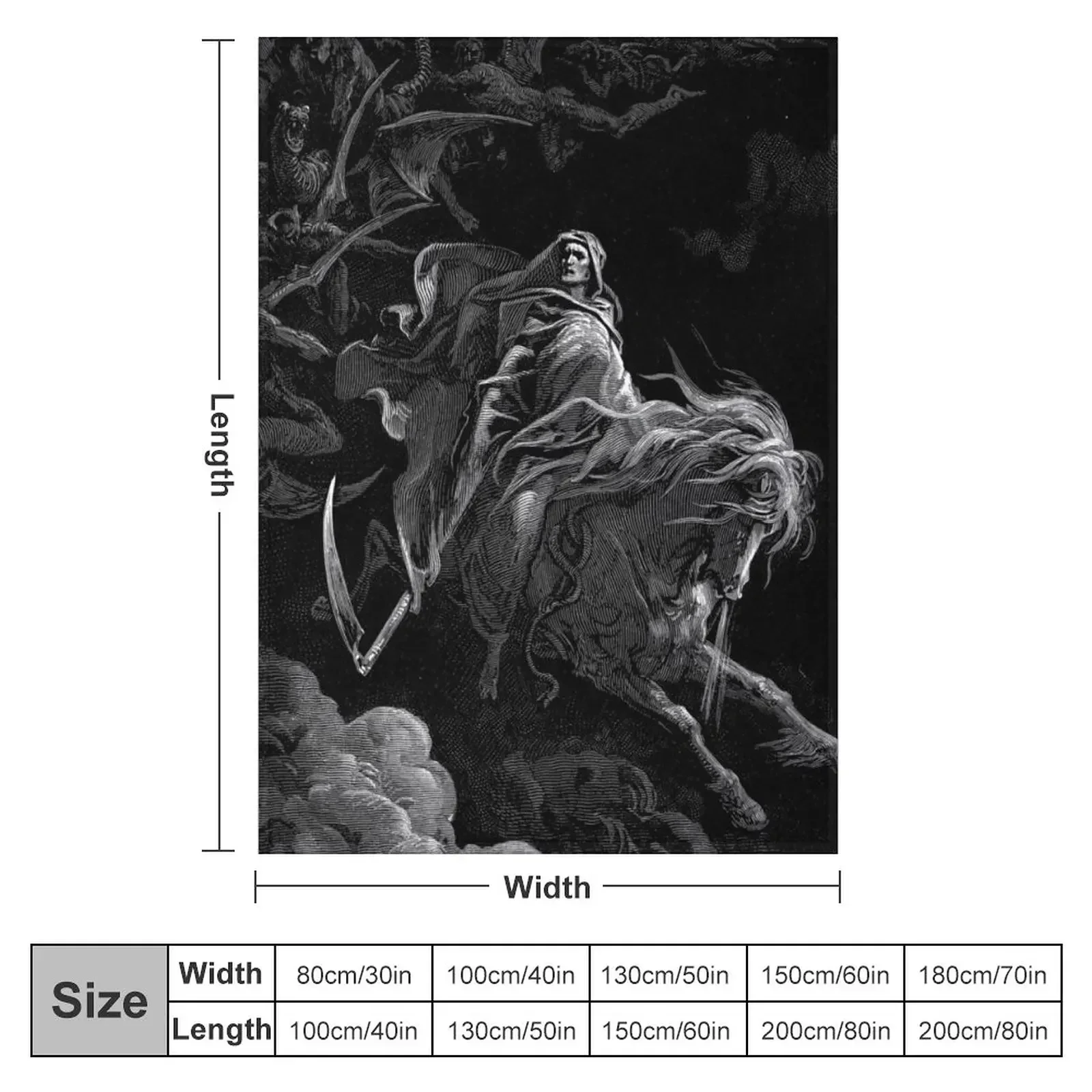 Gustave Dore Death on the Pale Horse Throw Blanket Giant Sofa Baby Single blankets and throws Bed covers Sofa Quilt Blankets