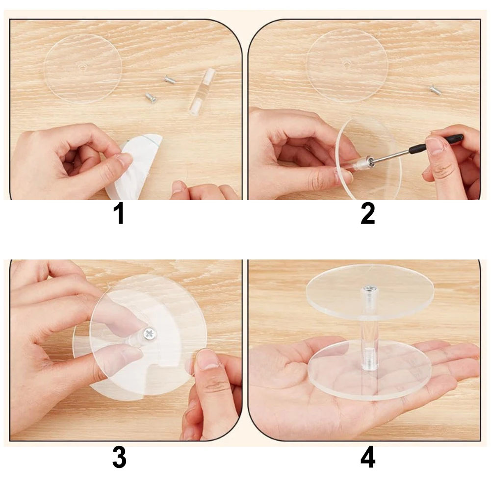 

Clear Acrylic Round Display Risers Set Of 3, Multi-Height Stands For Jewelry, Watches, Cupcakes, Retail Showcase