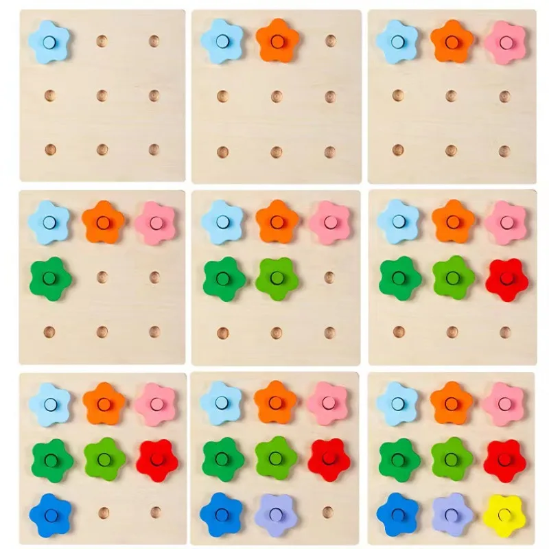 Border Wooden Flower Finding Game Children's Early Education Color Recognition Matching Thinking Training Building Block Toys