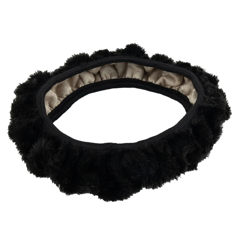 

Натуральный плюшевый чехол на руль 38 см, черный автомобильный декор, украшения, плюшевый сменный инструмент, новинка