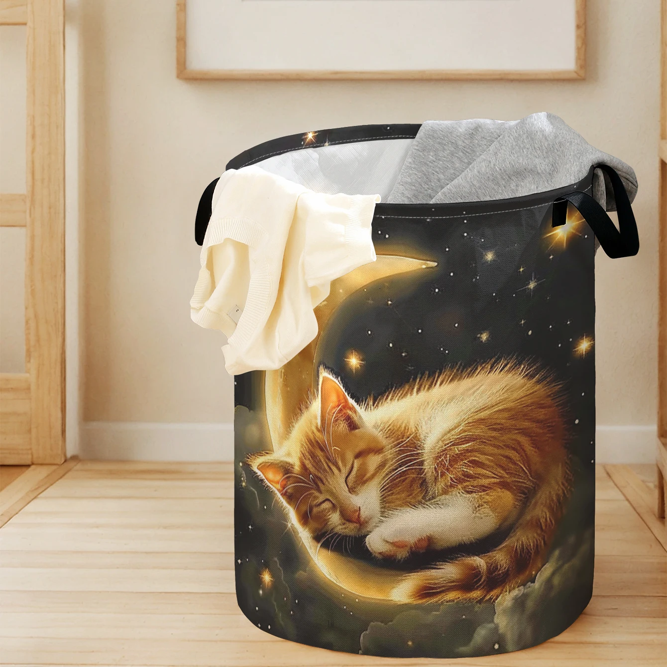 

Складной контейнер для хранения с принтом оранжевого кота, большой вместимости, для детских игрушек и одежды, для дома и ванной комнаты