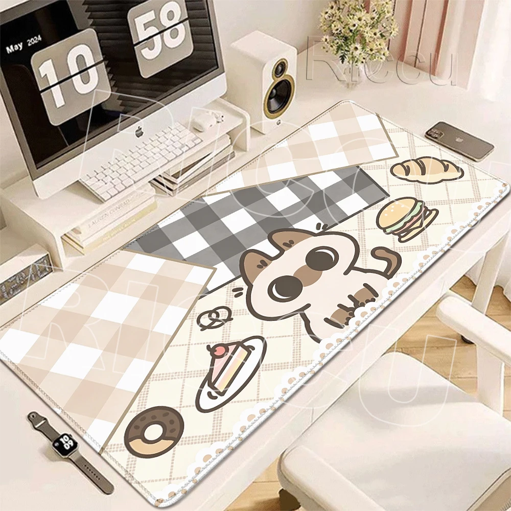 Azuki San Cute Cat Large Aesthetics Mouse Pad Computer Mousepads Gaming Professional Keyboard Mats Gamer Room Decor Desk Mat XXL