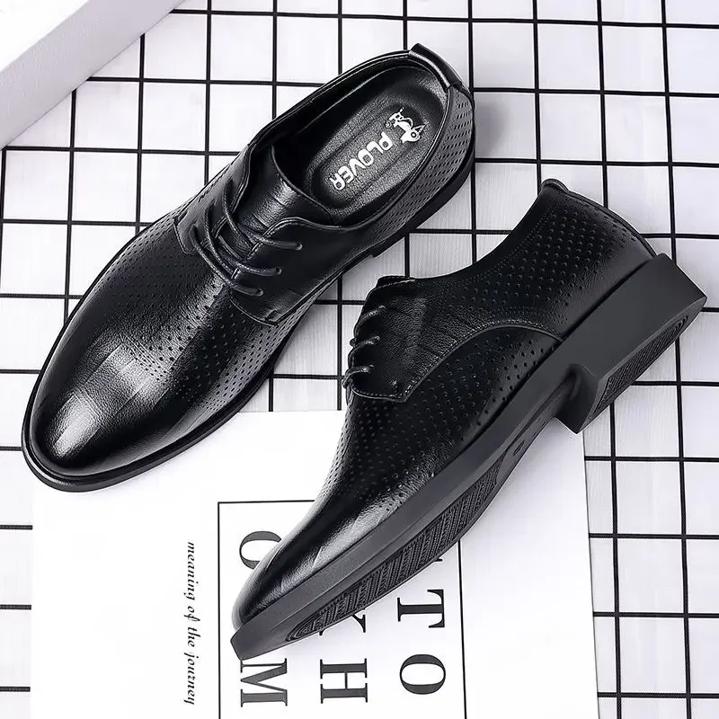 Oxfords Shoes Office Men's Formal Pointed Toe Lace Up Social Shoe Male Legitimate Leather Official Cheap Clearance 2025 Trend 39