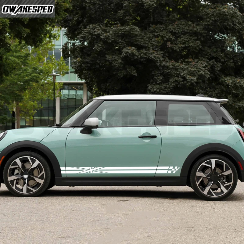 2PCS For Mini Cooper S JCW R55 R56 R60 R61 F54 F55 F56 F60 Countryman Car Door Side Stickers Union Jack Styling Decoration Decal