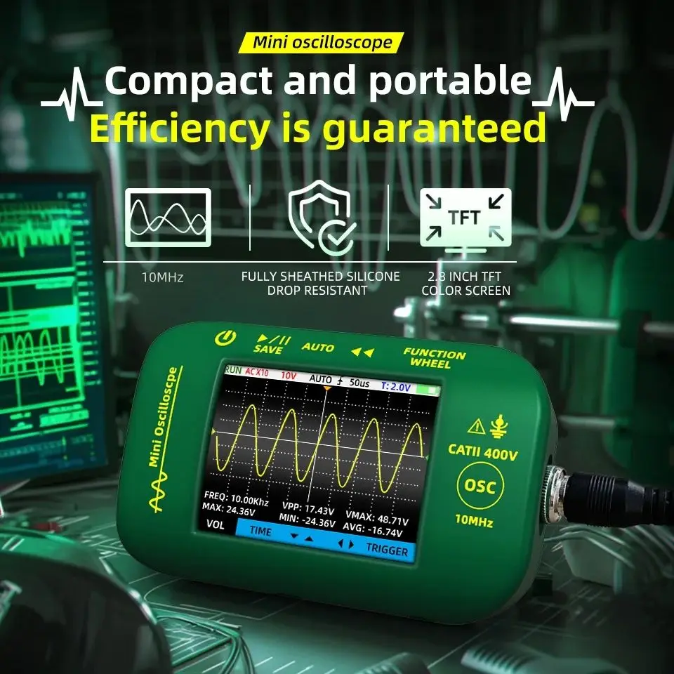 OT2 10M Handheld Mini Digital Oscilloscope Color Screen Lithium Battery Portable Oscillometer for Automotive Household Appliance