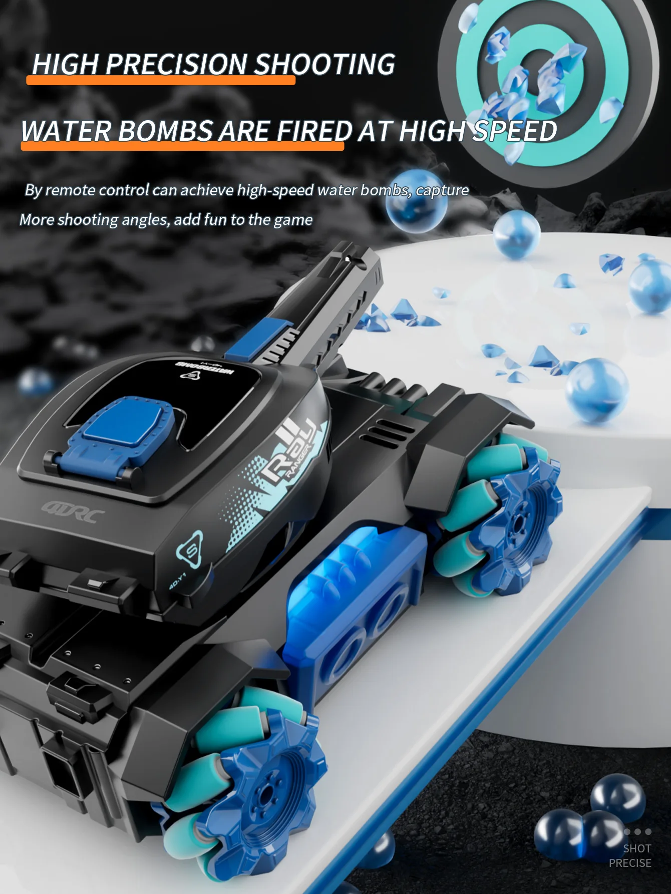 Rc Tanks 2.4G Dual Control Mode Armored Vehicle High Speed Water Bombs Induction Watch Remote Double Control Toy Gifts for Boys