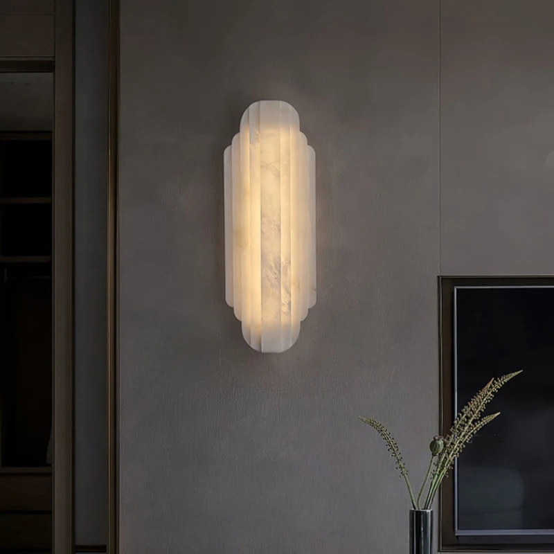 

Novelty Natural Marble LED Wall Light Three-dimensional 50/75cm Dimmable For Bedroom Parlor Hotel Room Decoration Lamp