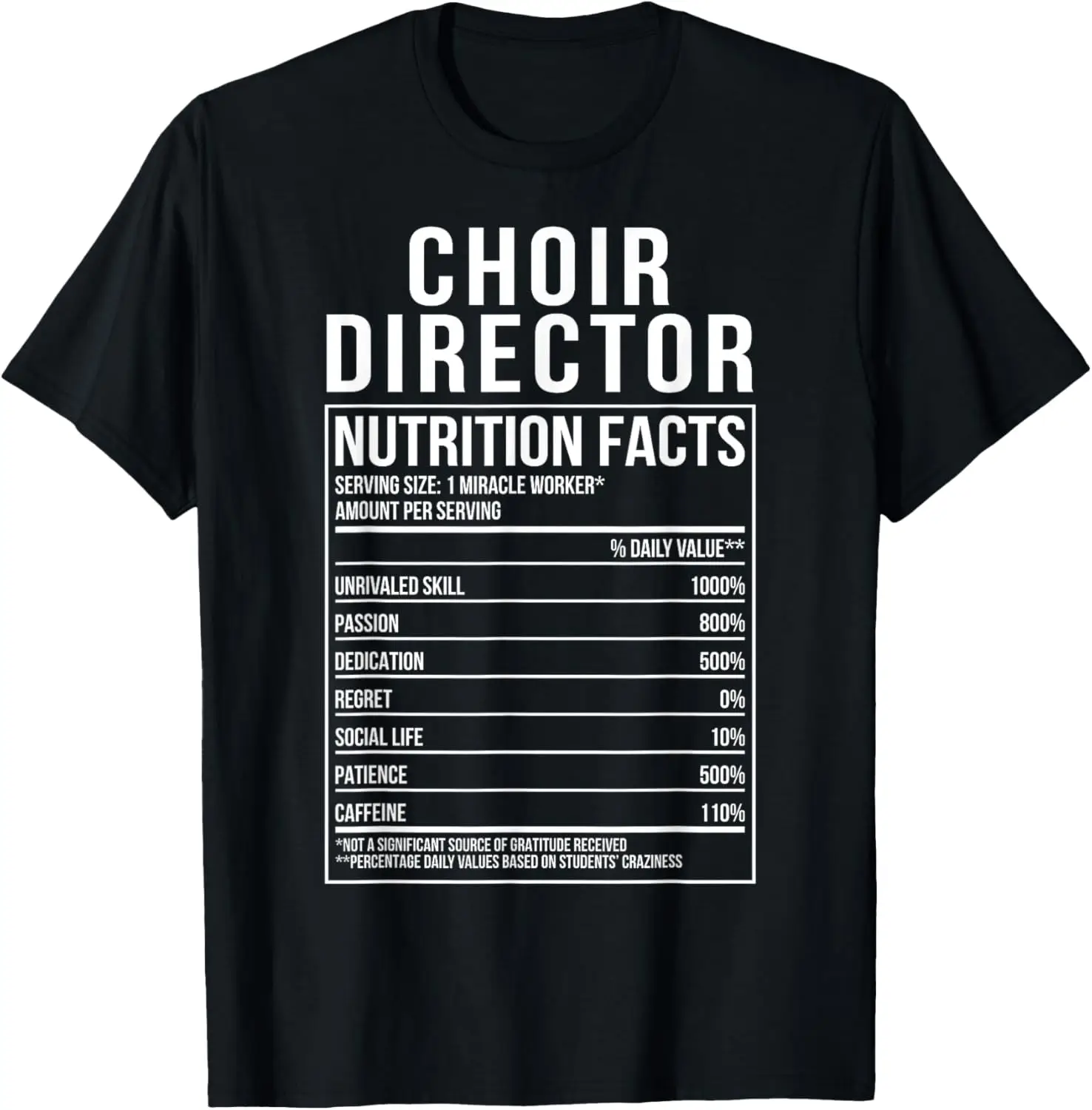 

Choir Director Nutritional Facts Choir Directors T-Shirt