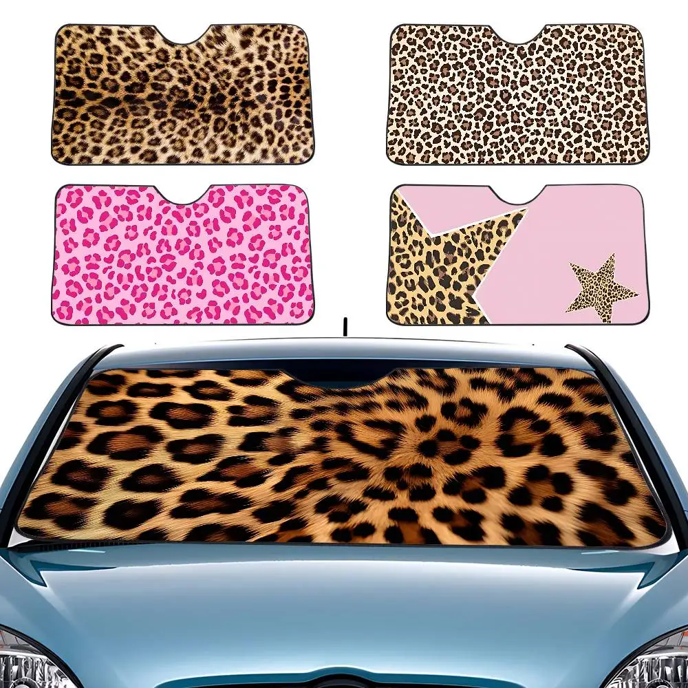 Animal Fur (Leopard Print) Car SunShade Windscreen Cover Shade Car SunShade UV Rays Car Sun Visor Protector