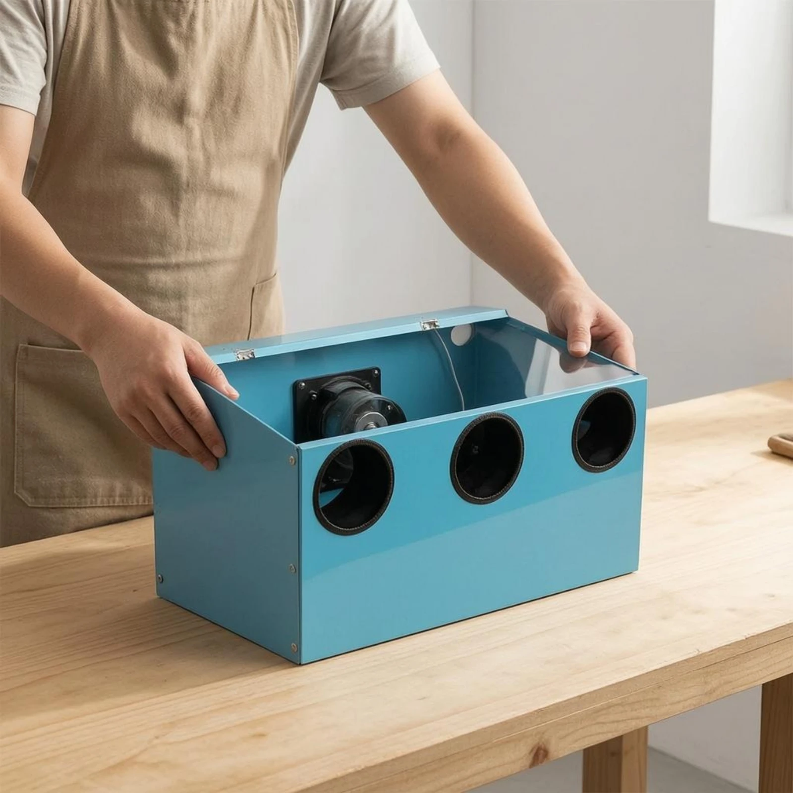 Fully Enclosed Dust Box Water-Circulation Grinding Machine Enclosure Box Polishing Dust Cabinet Side Handholds Workshop Tool