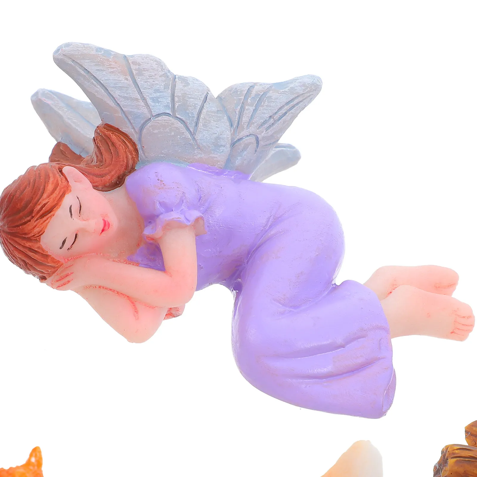 5Pcs Mini Garden Statues Sleeping Flower Fairy Small Squirrel Snail Campfire Miniature Resin Ornaments for Terrarium Lawn Decor